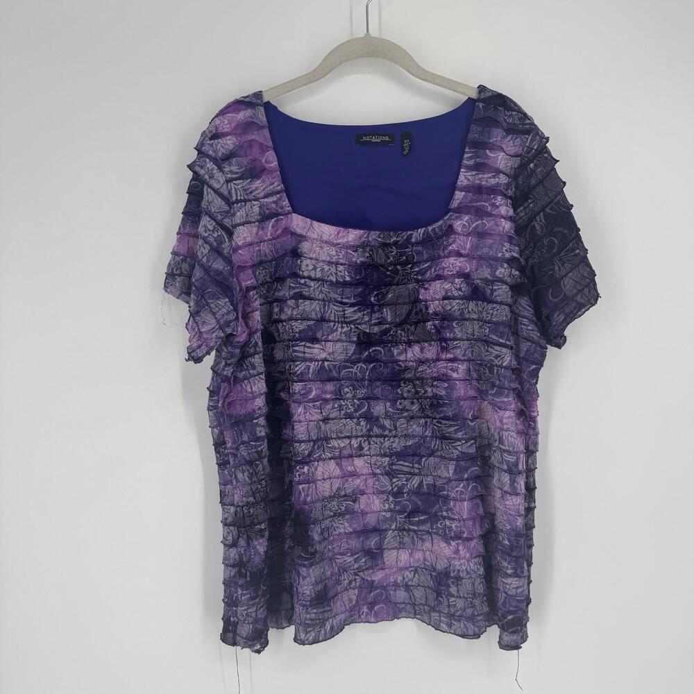 Vintage 90s y2k top purple short sleeve fairy plus size 2x office workwear shirt